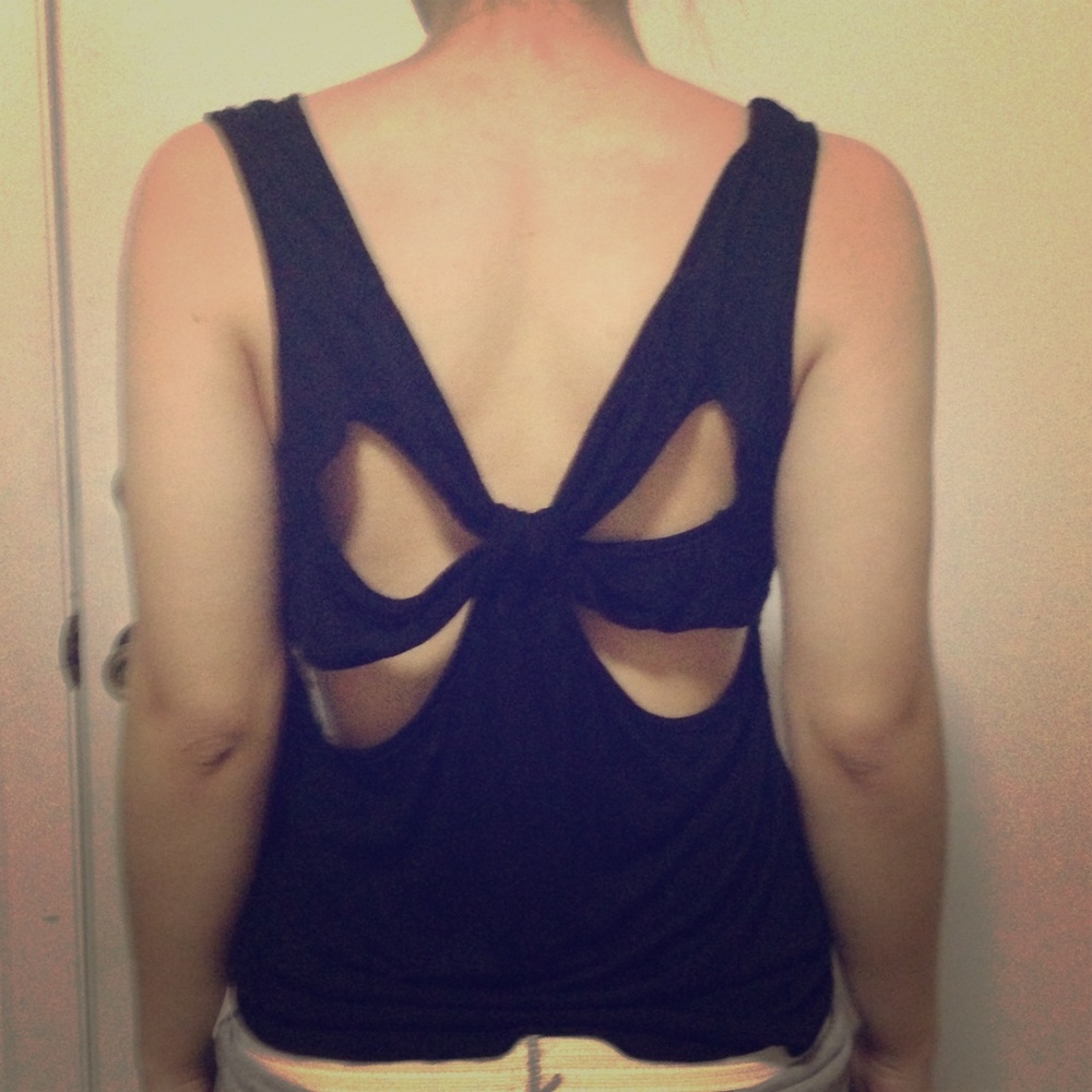 NWT Black Crop Top with Back Cutouts